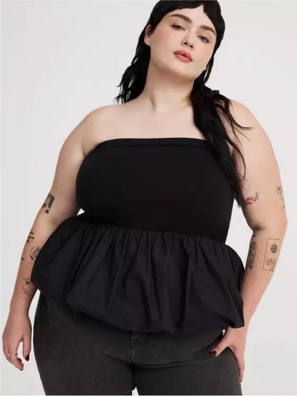 Torrid bubble hem tube top peplum silhouette strapless knit fit and flare NWT 2X
